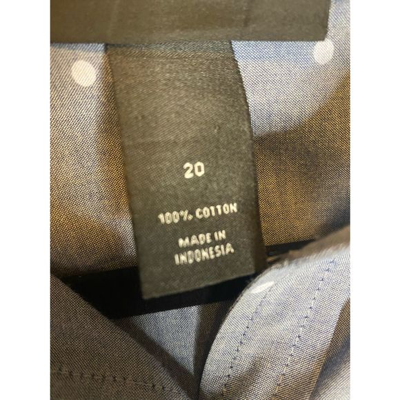 Lane Bryant lightweight cotton chambray blue polka dot blouse size 20 - Picture 2 of 8